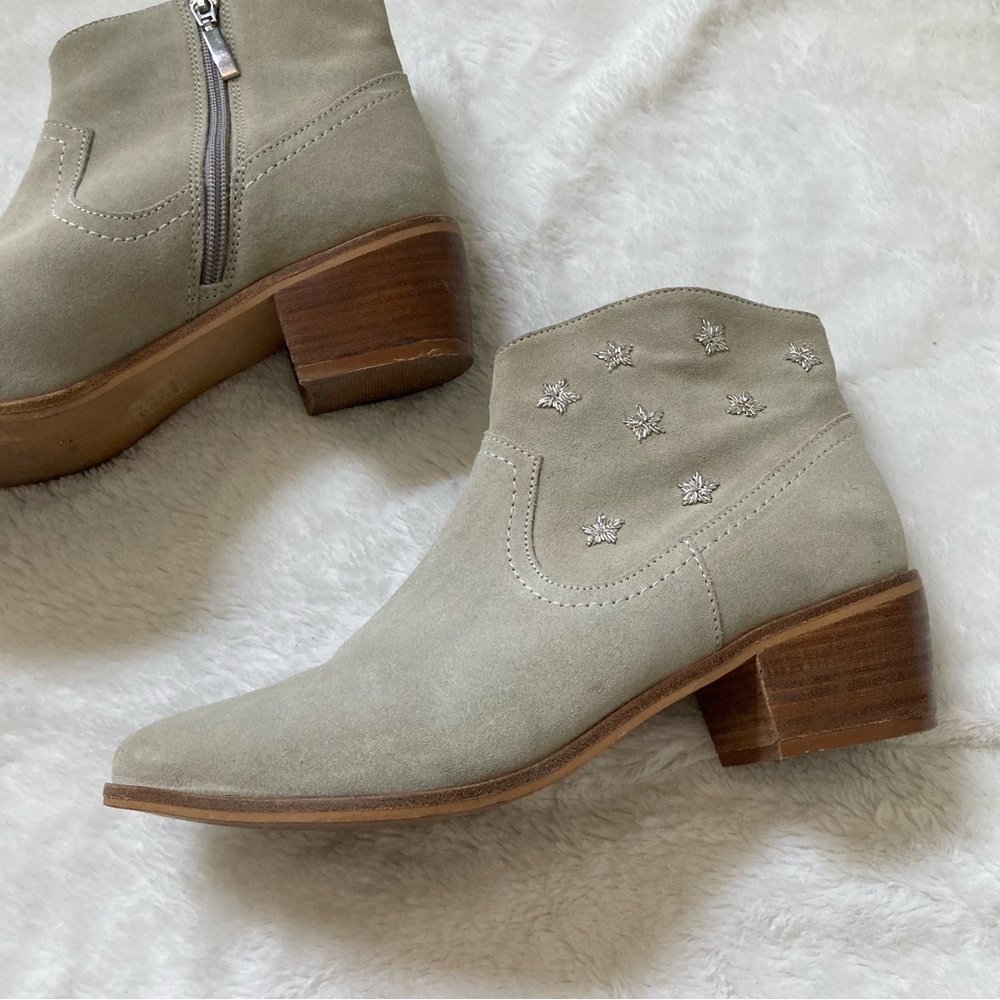 Anthropologie Freda Ankle Boots Booties embroidered suede leather boho 40, 9